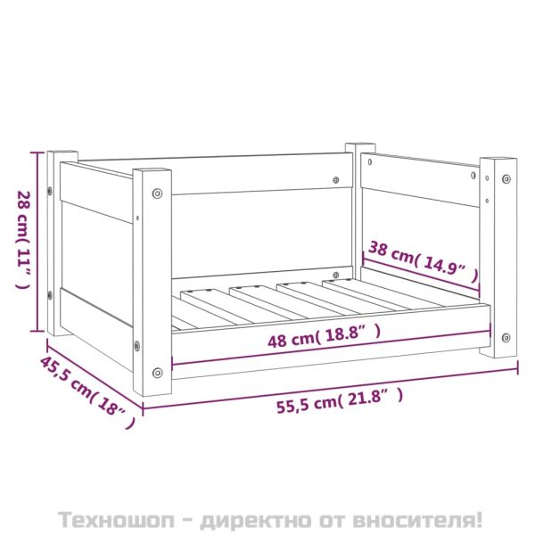 Кучешко легло 55,5x45,5x28 см, масивна борова дървесина