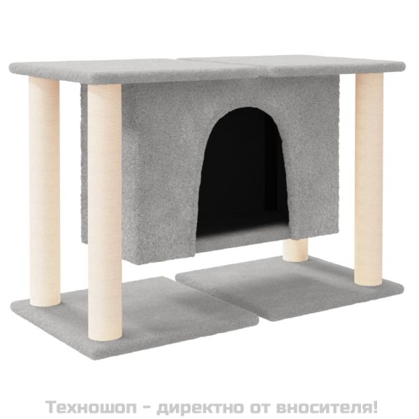 Котешко дърво със сизалени стълбове, светлосиво, 50 см