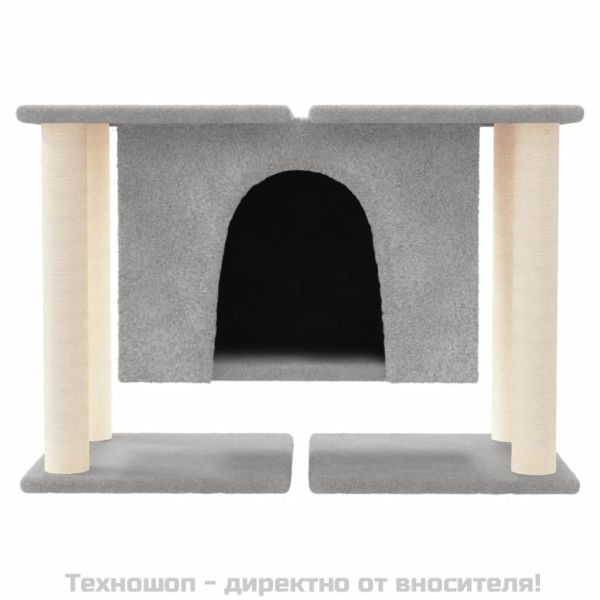 Котешко дърво със сизалени стълбове, светлосиво, 50 см