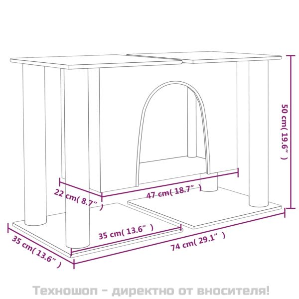 Котешко дърво със сизалени стълбове, светлосиво, 50 см