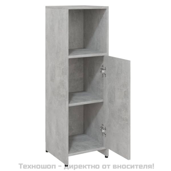 Шкаф за баня, бетонно сиво, 30x30x95 см, инженерно дърво