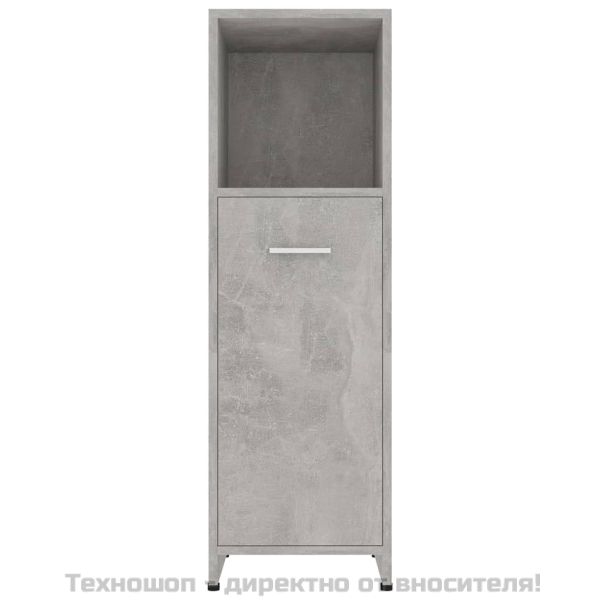 Шкаф за баня, бетонно сиво, 30x30x95 см, инженерно дърво