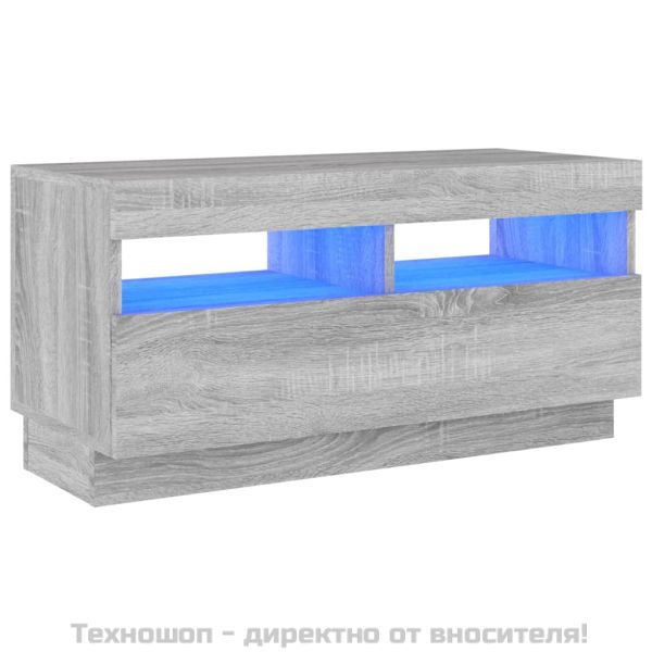 ТВ шкаф с LED осветление, сив сонома, 80x35x40 см
