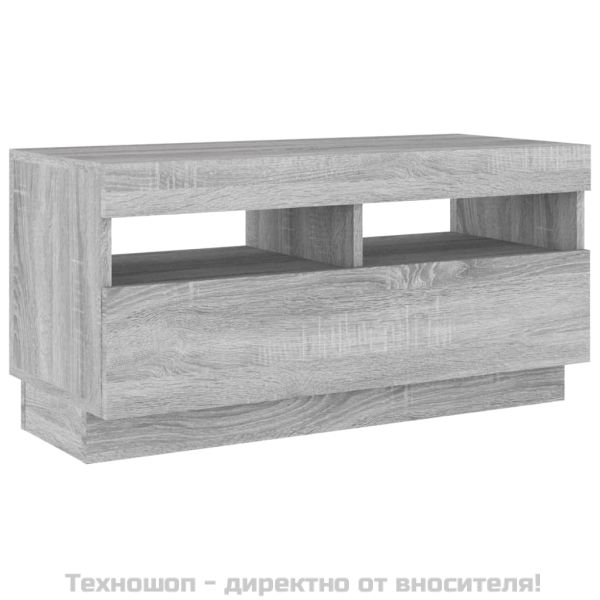 ТВ шкаф с LED осветление, сив сонома, 80x35x40 см
