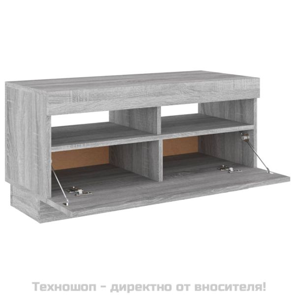 ТВ шкаф с LED осветление, сив сонома, 80x35x40 см