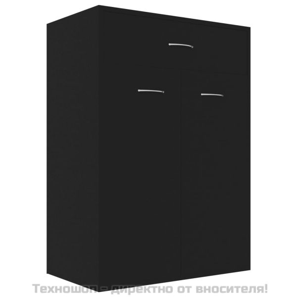 Шкаф за обувки, черен, 60x35x84 см, инженерно дърво