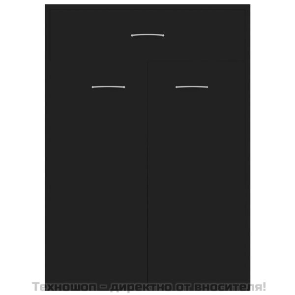 Шкаф за обувки, черен, 60x35x84 см, инженерно дърво