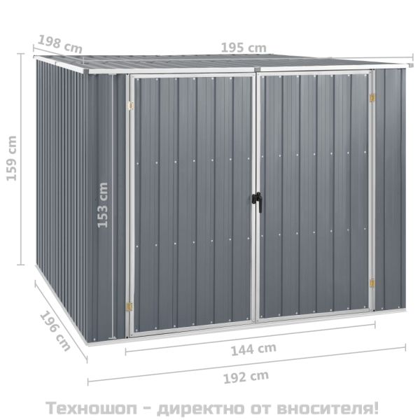 Градинска барака, сива, 195x198x159 см, поцинкована стомана