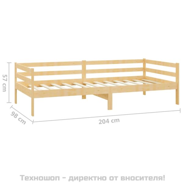 Дневно легло, борово дърво масив, 90x200 см