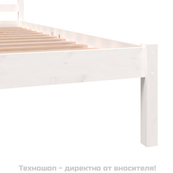 Рамка за легло, бор масив, 120x190 см, бяла, Small Double