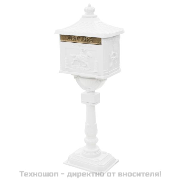 Алуминиева пощенска кутия на стойка винтидж неръждаема бяла