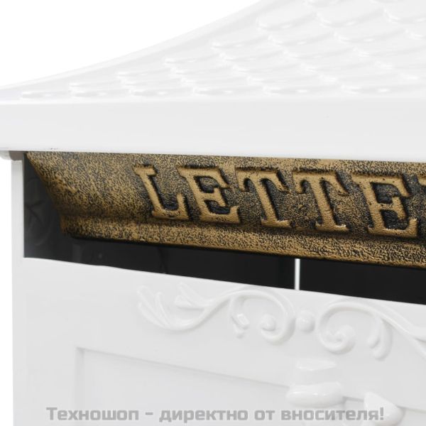 Алуминиева пощенска кутия на стойка винтидж неръждаема бяла
