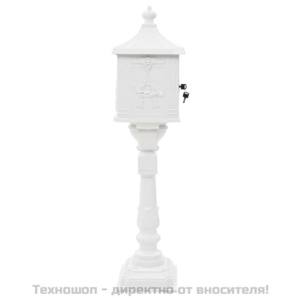 Алуминиева пощенска кутия на стойка винтидж неръждаема бяла