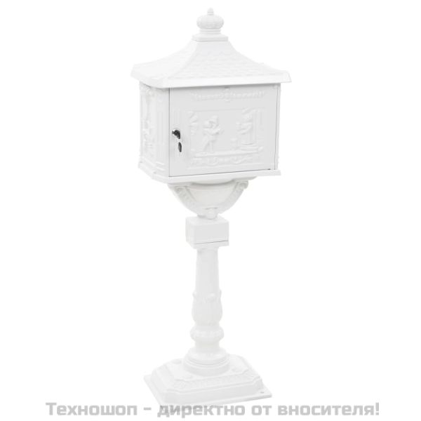 Алуминиева пощенска кутия на стойка винтидж неръждаема бяла