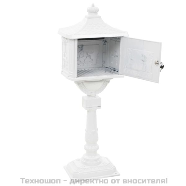 Алуминиева пощенска кутия на стойка винтидж неръждаема бяла