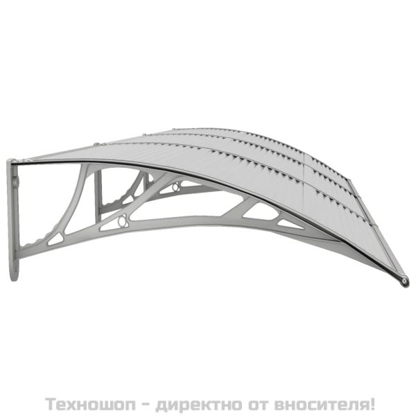 Навес за врата, сив, 300x75 см, поликарбонат