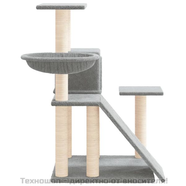 Котешко дърво със сизалени стълбове, светлосиво, 82 см
