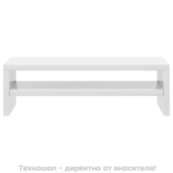 Стойка за монитор, бял гланц, 42x24x13 см, инженерно дърво
