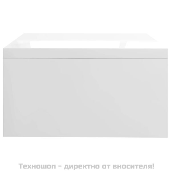 Стойка за монитор, бял гланц, 42x24x13 см, инженерно дърво