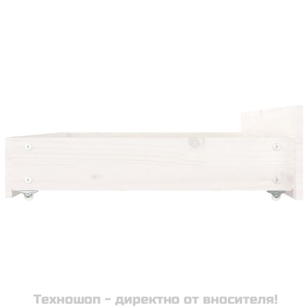 Чекмеджета за легло, 4 бр, бели, бор масив