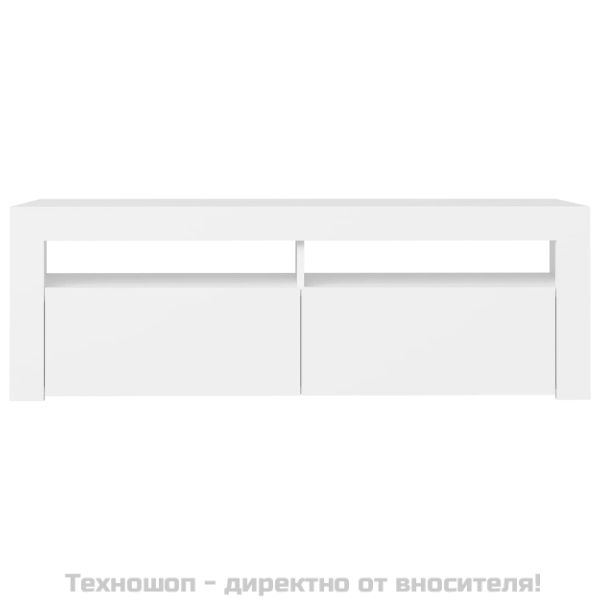 ТВ шкаф с LED осветление, бял, 120x35x40 см