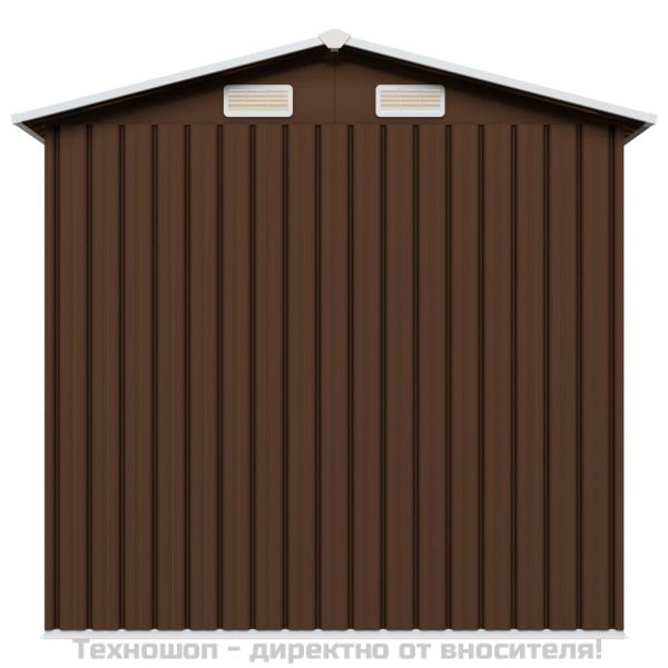 Градинска барака за съхранение, кафява, 204x132x186 см, стомана