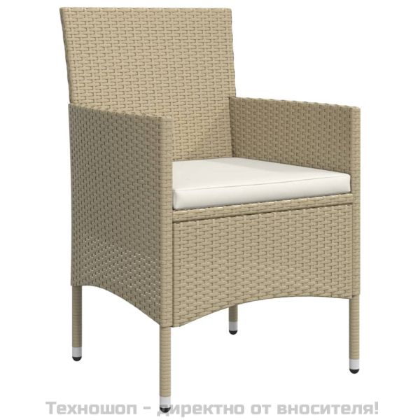 Градински трапезен комплект с възглавници 7 части бежово/черно