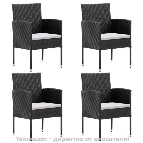 Градински трапезен комплект възглавници 5 части черен полиратан