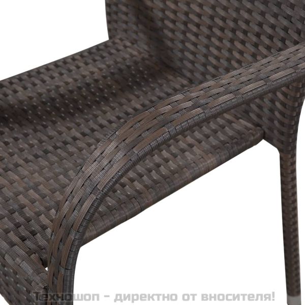 Градински трапезен комплект от 7 части, кафяв, полиратан