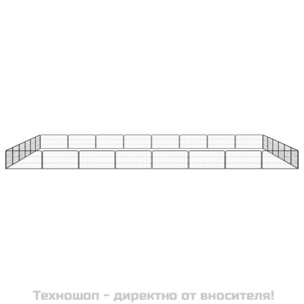 Заграждение за куче черно 28 панела 100x50 см прахово боядисано