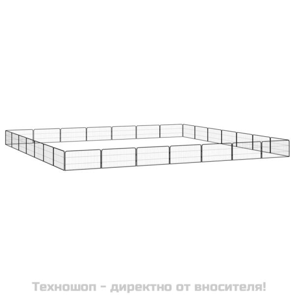 Заграждение за куче черно 28 панела 100x50 см прахово боядисано