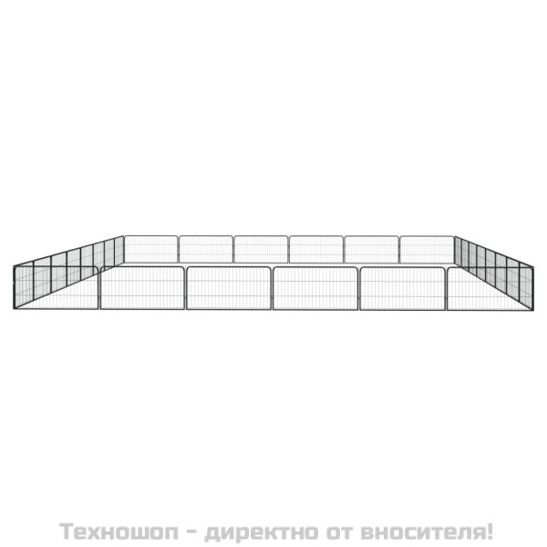 Заграждение за куче черно 28 панела 100x50 см прахово боядисано