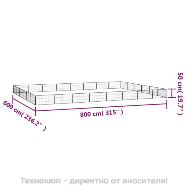 Заграждение за куче черно 28 панела 100x50 см прахово боядисано