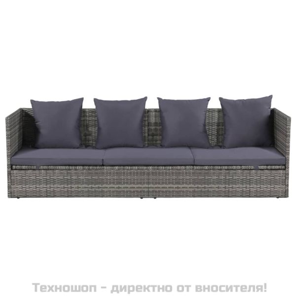 Градинско легло, сиво, 200x60 см, полиратан