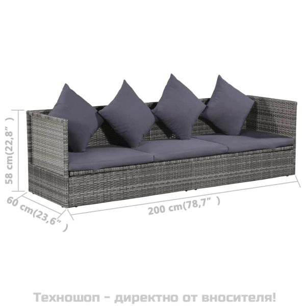 Градинско легло, сиво, 200x60 см, полиратан