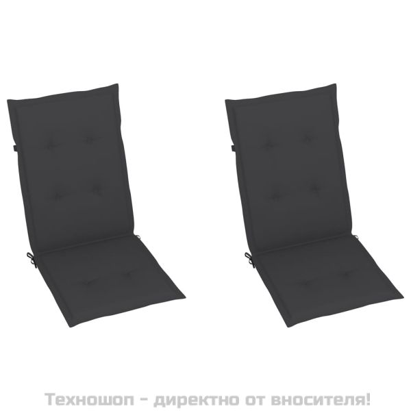 Възглавници за стол с облегалка 2 бр антрацит 120x50x3 см плат