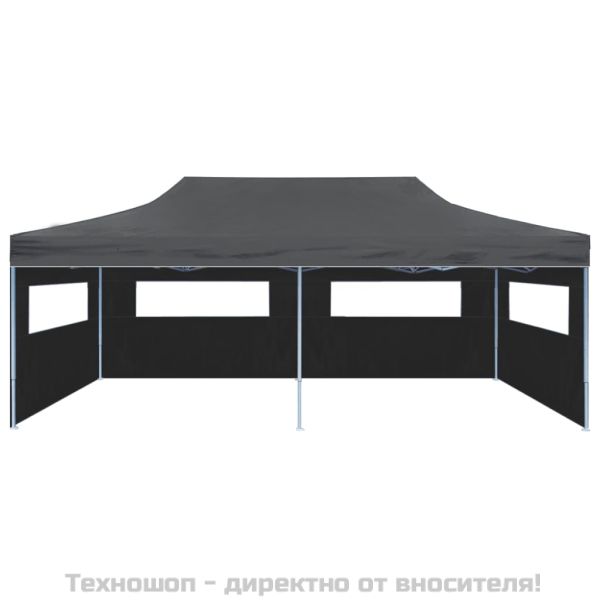 Сгъваема парти шатра със странични стени, 3x6 м, антрацит