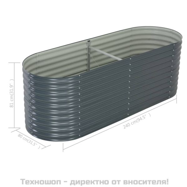 Градинска висока леха 240x80x81 см поцинкована стомана сива