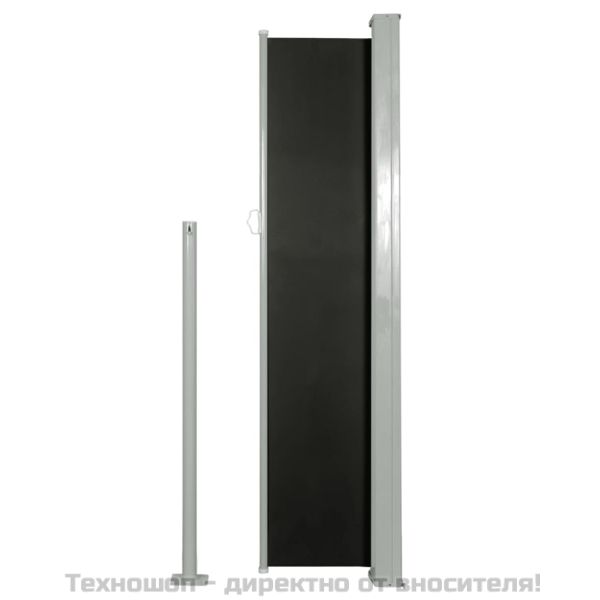 Прибираща се странична тента, 140х300 см, черна