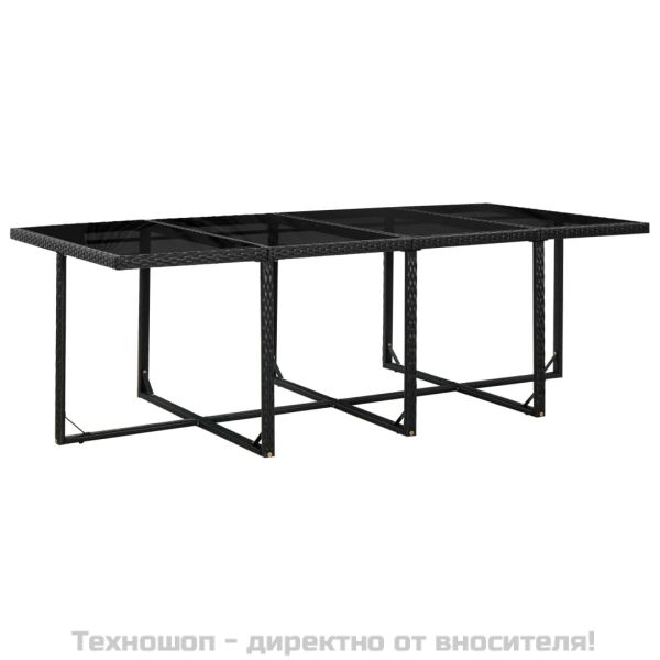 Градински комплект с възглавници, 13 части, черен полиратан