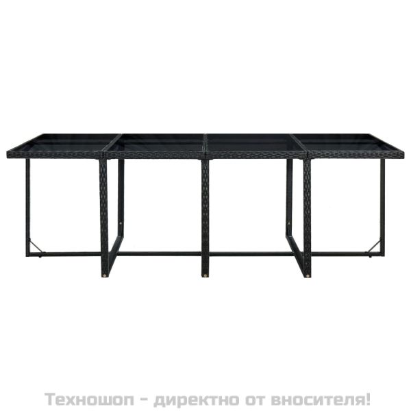 Градински комплект с възглавници, 13 части, черен полиратан