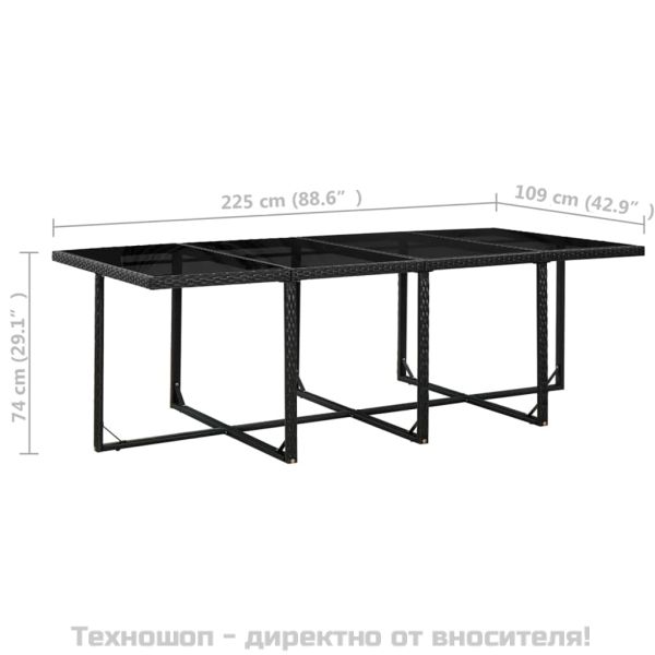 Градински комплект с възглавници, 13 части, черен полиратан