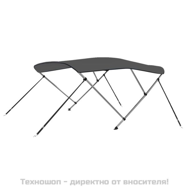 Тента за лодка, 3 дъги, антрацит, 183x140x137 см
