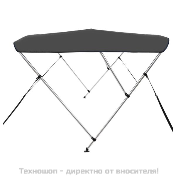 Тента за лодка, 3 дъги, антрацит, 183x140x137 см