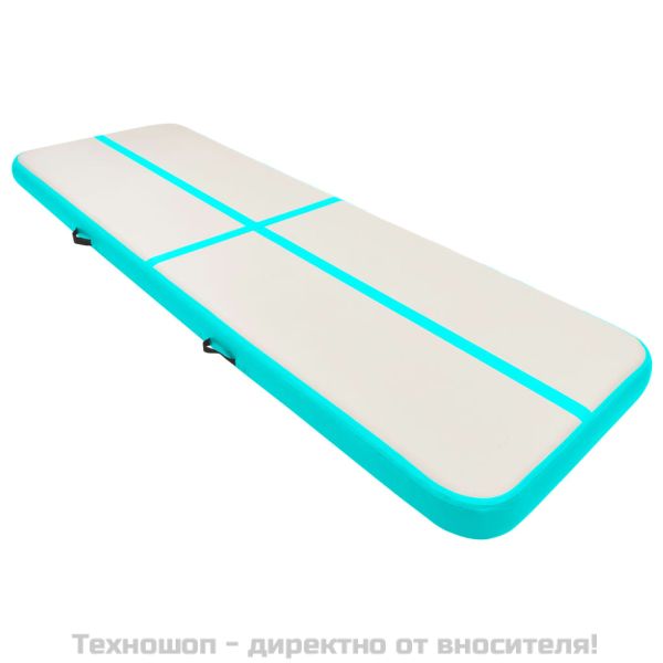 Надуваем дюшек за гимнастика с помпа, 400x100x15 см, PVC, зелен