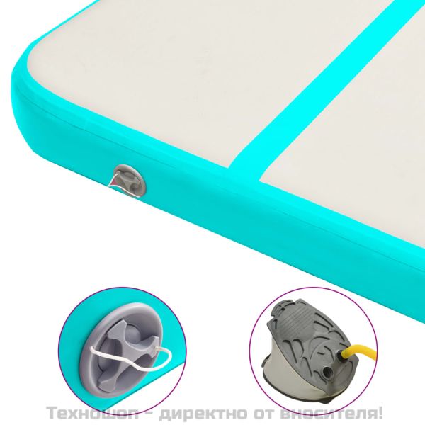 Надуваем дюшек за гимнастика с помпа, 400x100x15 см, PVC, зелен