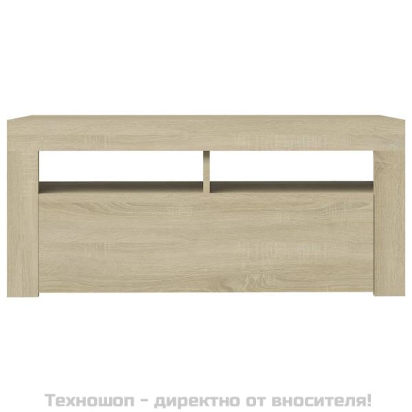 ТВ шкаф с LED осветление, сонома дъб, 90x35x40 см
