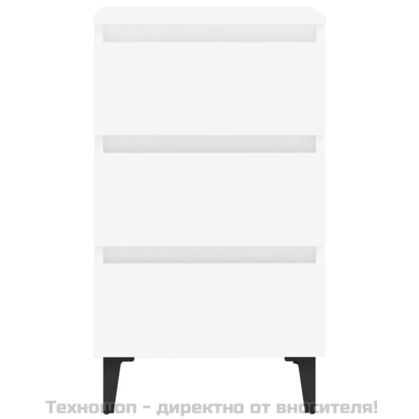 Нощно шкафче с метални крака, бяло, 40x35x69 см