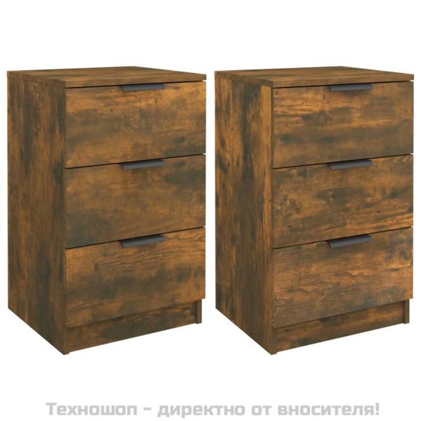 Нощни шкафчета, 2 бр, опушен дъб, 40x36x65 см