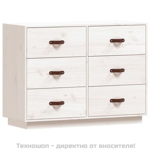 Сайдборд, бял, 100x40x75 см, бор масив